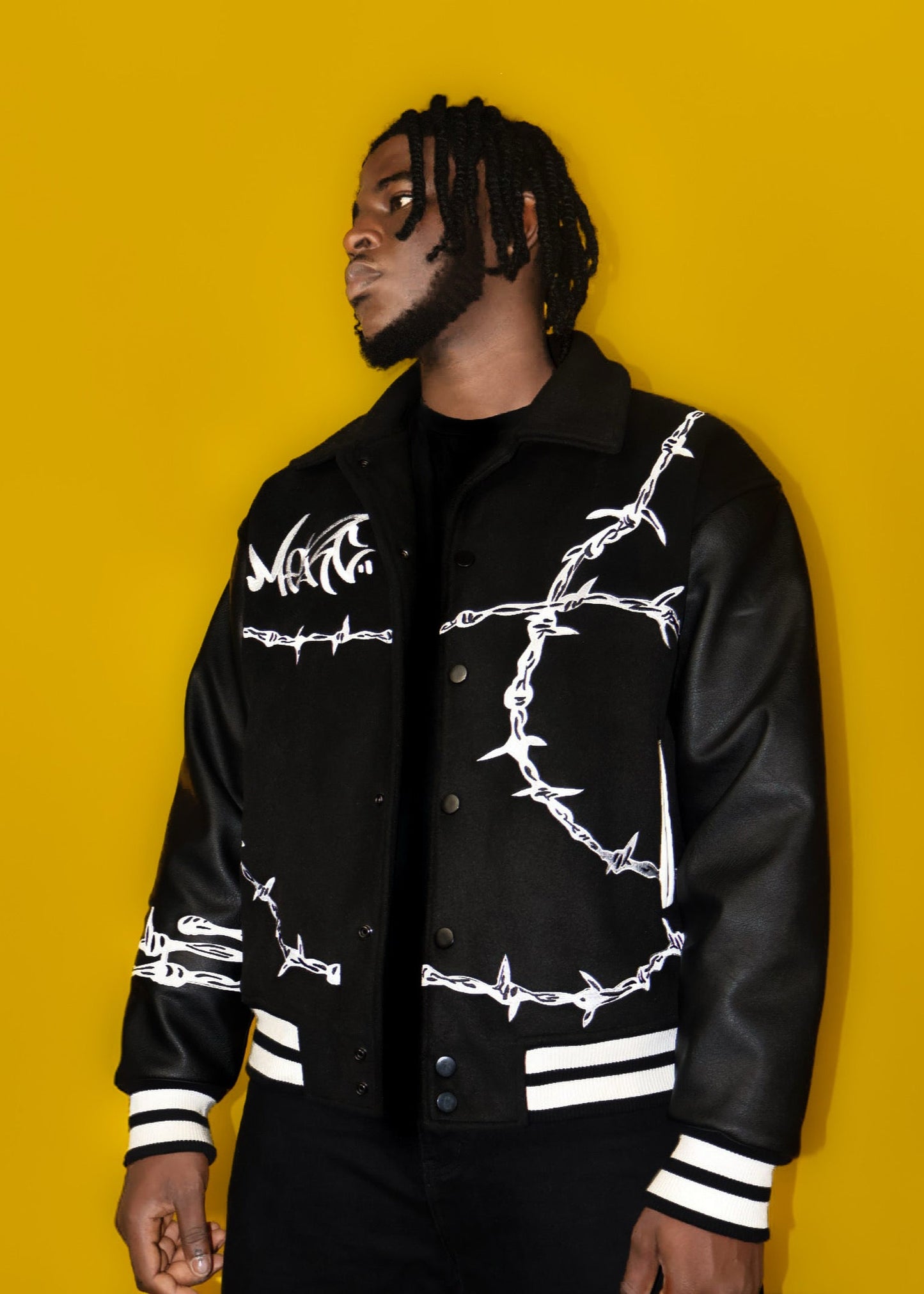 Black Barbed Varsity Jacket