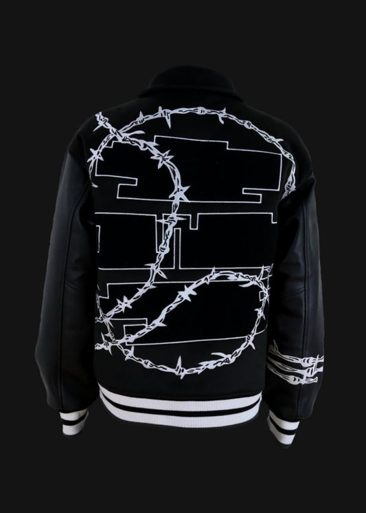 Black Barbed Varsity Jacket