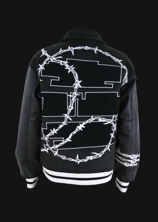 Black Barbed Varsity Jacket
