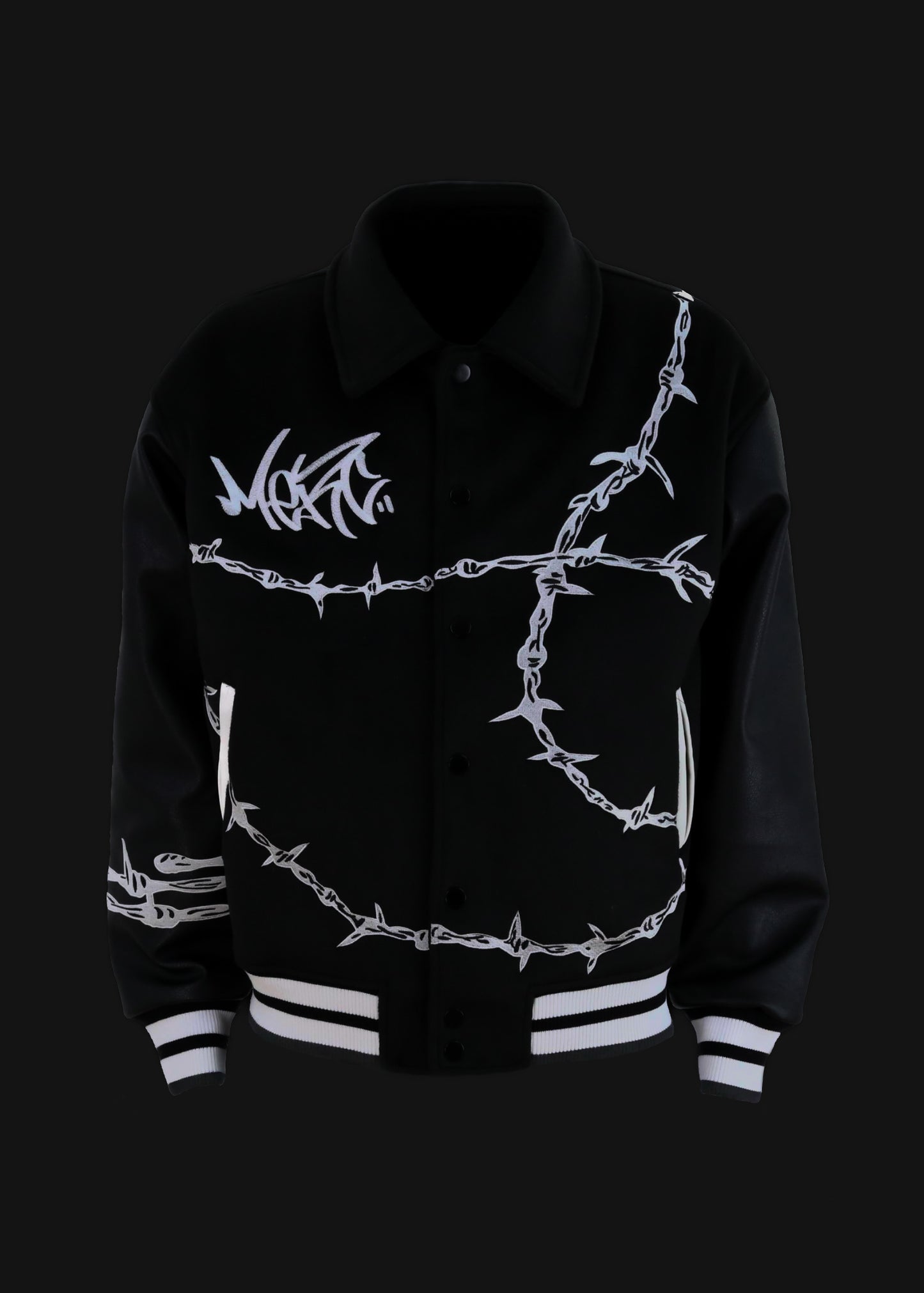 Black Barbed Varsity Jacket