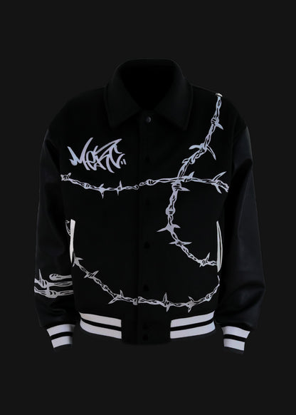 Black Barbed Varsity Jacket