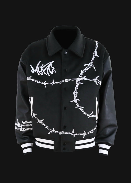Black Barbed Varsity Jacket